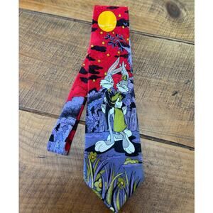 Looney Tunes Leeds International Bugs Bunny Moon Graphic 100% Silk Tie‎